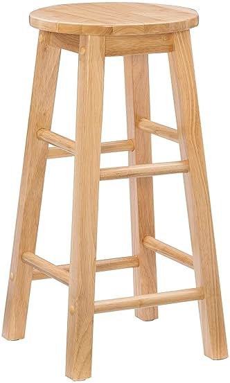 Linon Natural Barstool with Round Seat, 24-Inch - Product Image