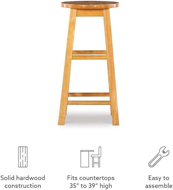 Linon Natural Barstool with Round Seat, 24-Inch - Image 14