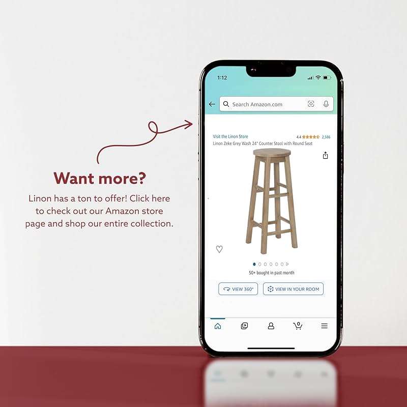 Linon Natural Barstool with Round Seat, 24-Inch - Image 15