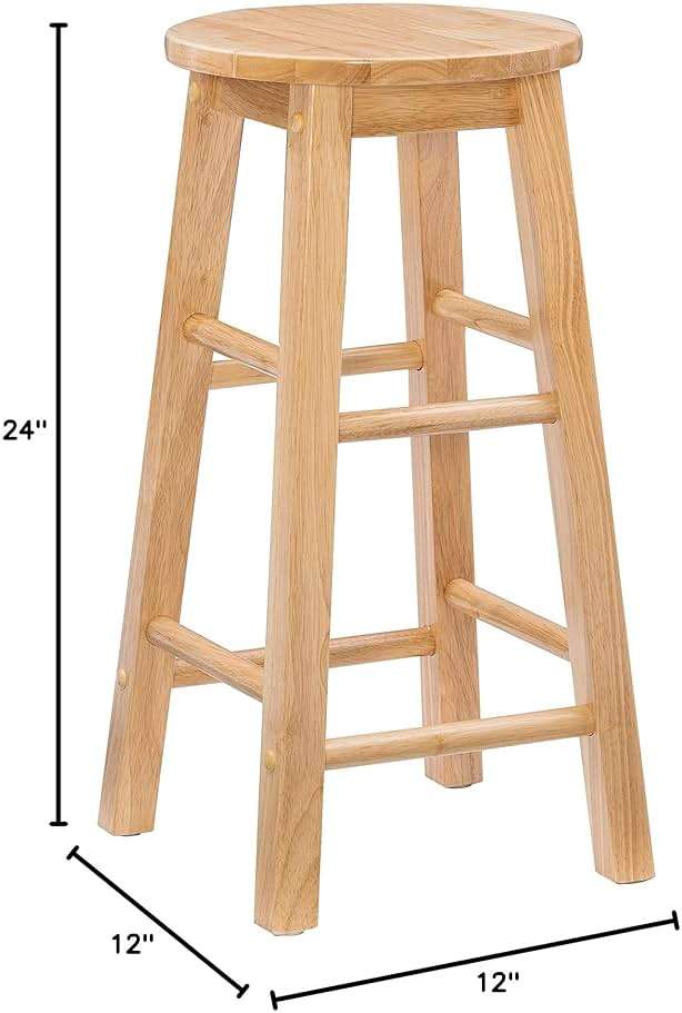 Linon Natural Barstool with Round Seat, 24-Inch - Image 16