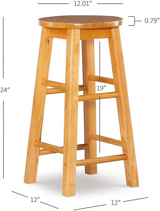 Linon Natural Barstool with Round Seat, 24-Inch - Image 4
