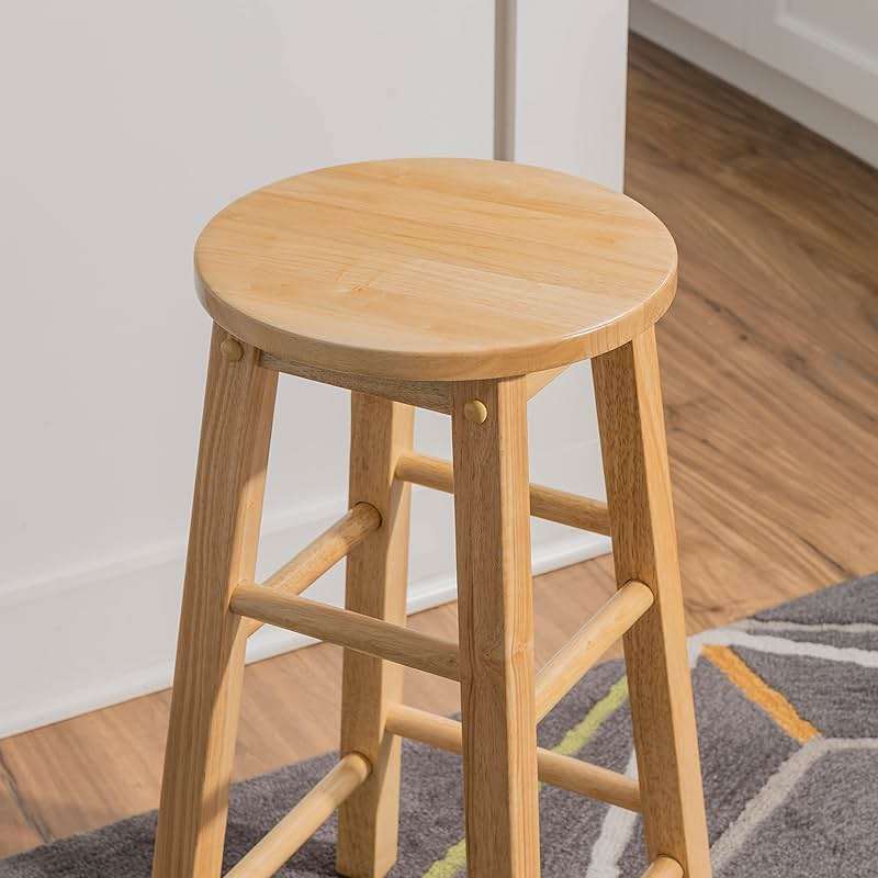 Linon Natural Barstool with Round Seat, 24-Inch - Image 6