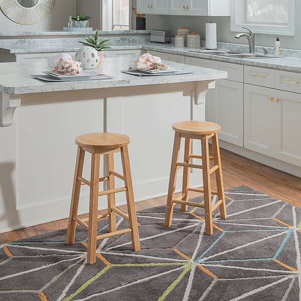 Linon Natural Barstool with Round Seat, 24-Inch - Image 7