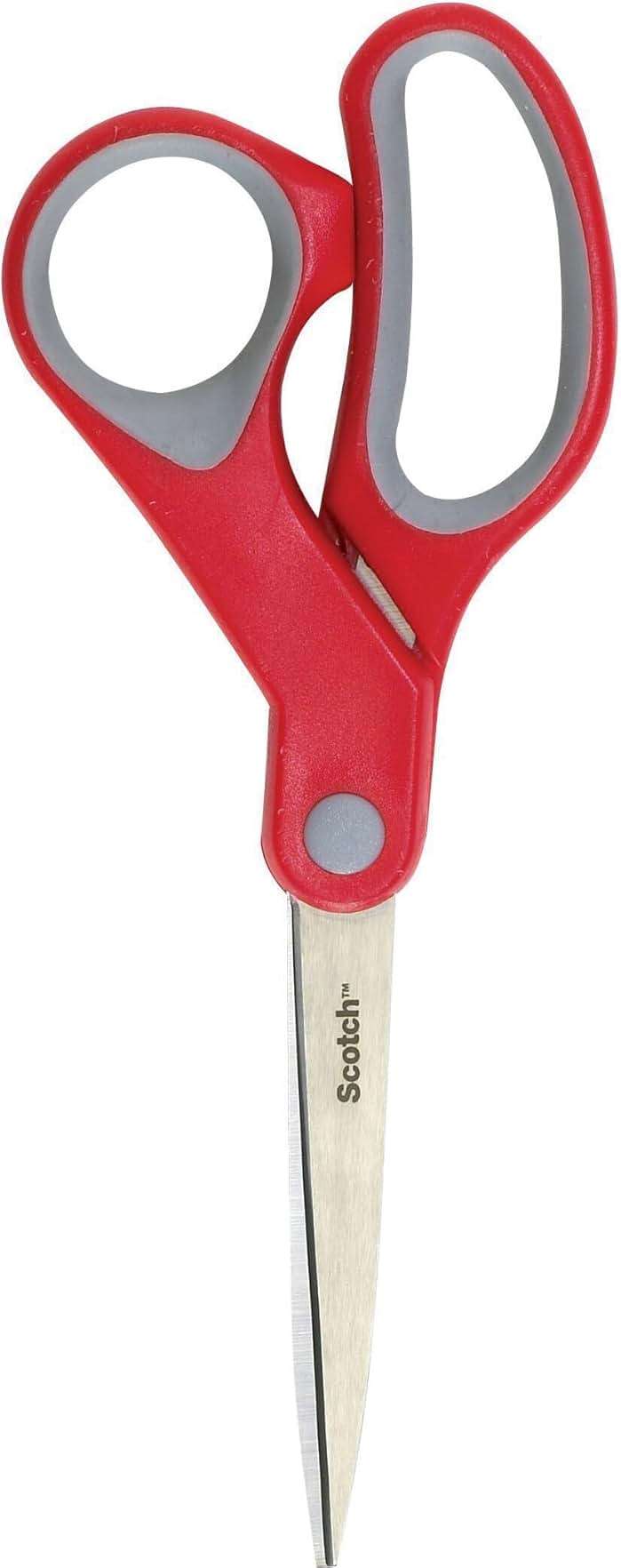 Scotch Multi-Purpose Stainless Steel 2 Pairs of Scissors, 8 Inches, Red & Gray, Great for Cutting Holiday Gift wrap Paper - Image 2