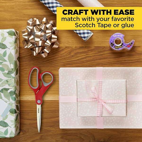 Scotch Multi-Purpose Stainless Steel 2 Pairs of Scissors, 8 Inches, Red & Gray, Great for Cutting Holiday Gift wrap Paper - Image 9