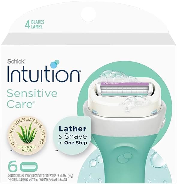 INTUITION Schick Refill, Razors for Women Sensitive Skin | Intuition Razor Blades Refill with Organic Aloe, Razor Refills , 6 Count (Pack of 1) - Product Image