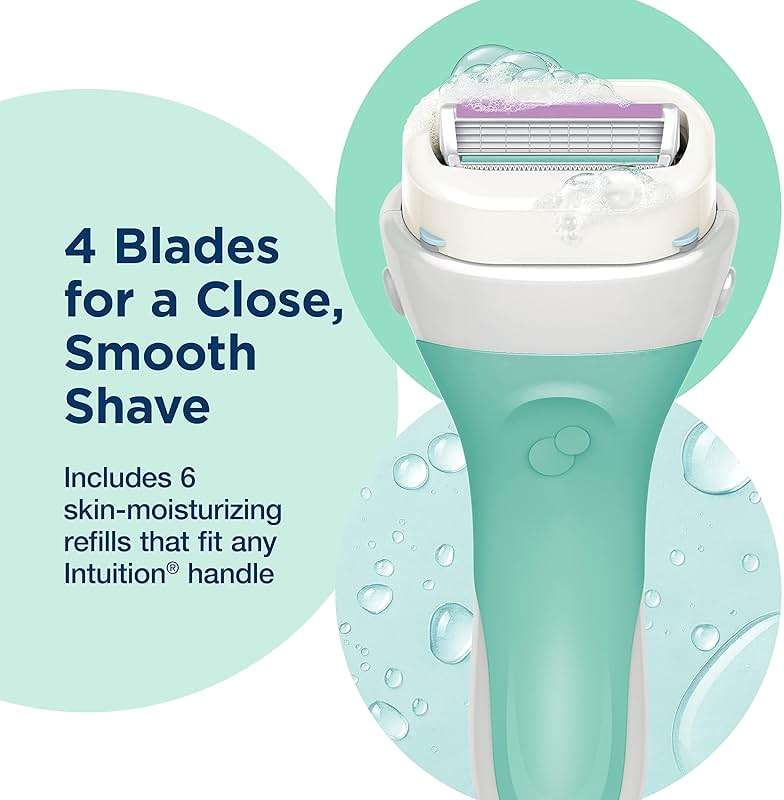 INTUITION Schick Refill, Razors for Women Sensitive Skin | Intuition Razor Blades Refill with Organic Aloe, Razor Refills , 6 Count (Pack of 1) - Image 7