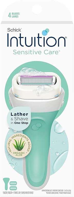 Schick Intuition Razors for Women with Sensitive Skin | 1 Razor & 2 Intuition Razor Blades Refill with Organic Aloe - Image 1