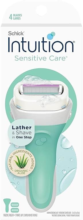 Schick Intuition Razors for Women with Sensitive Skin | 1 Razor & 2 Intuition Razor Blades Refill with Organic Aloe - Product Image