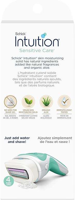 Schick Intuition Razors for Women with Sensitive Skin | 1 Razor & 2 Intuition Razor Blades Refill with Organic Aloe - Image 3