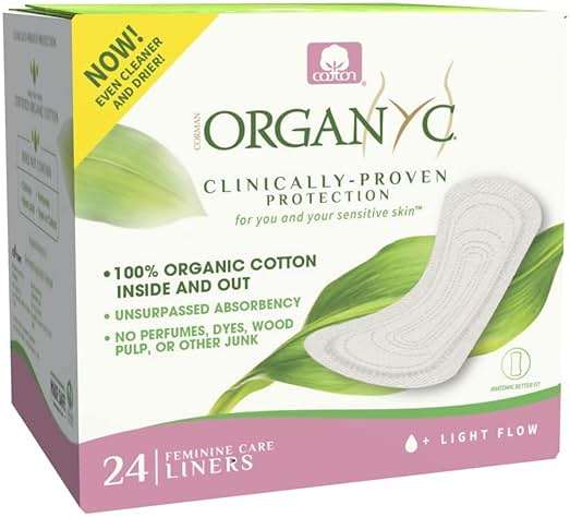 Organyc 100% Certified Organic Cotton Inside and Out Folded Panty Liner, Ultra Thin, Light Flow, 24 Count - Image 1