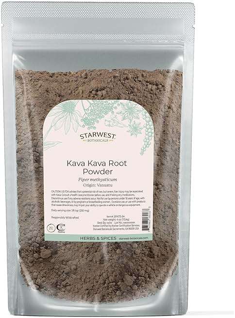 Starwest Botanicals Kava Kava Root Powder - Dried Herb for Tea & Beverages, Natural Piper Methysticum, Wildcrafted, Finely Ground, Certified Kosher - 4 oz Pouch - Image 1