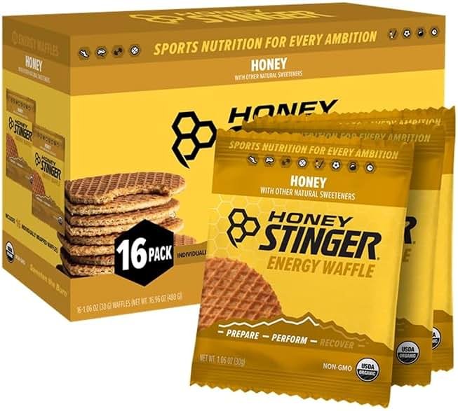 Honey Stinger Organic Honey Waffle, Energy Stroopwafel for Exercise, Endurance and Performance, Sports Nutrition for Home & Gym, Pre and Post Workout, 16.96 Ounces (Pack of 16) - Product Image