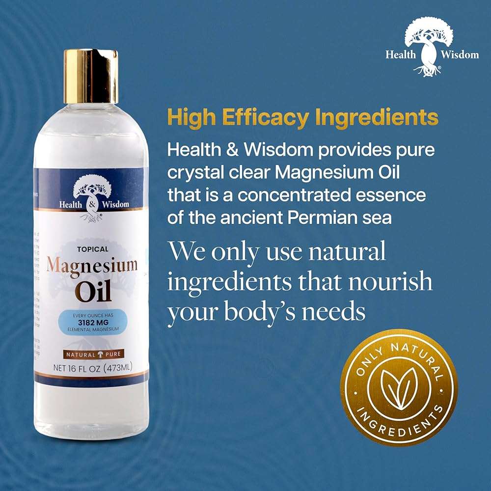 Health & Wisdom Pure Magnesium Oil - Topical Muscle & Joint Relief- Natural and Pure USP Grade Extra Strength Magnesium - Enhanced Absorption - 16 fl oz - Image 4
