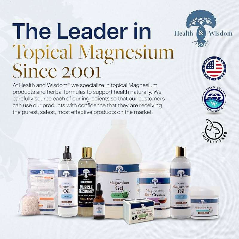 Health & Wisdom Pure Magnesium Oil - Topical Muscle & Joint Relief- Natural and Pure USP Grade Extra Strength Magnesium - Enhanced Absorption - 16 fl oz - Image 7