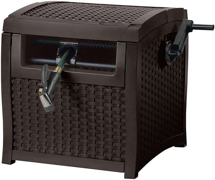 Suncast Hose Reel with Smart Trak Hose Guide, Water-Tight Connection, Durable Resin Construction, 225' Hose Capacity, Brown, Made in the USA - Image 1