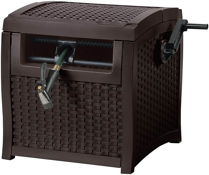 Suncast Hose Reel with Smart Trak Hose Guide, Water-Tight Connection, Durable Resin Construction, 225' Hose Capacity, Brown, Made in the USA - Product Image
