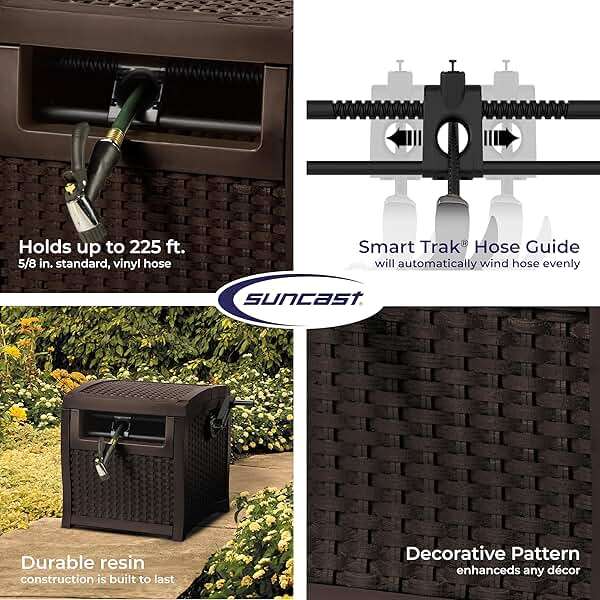 Suncast Hose Reel with Smart Trak Hose Guide, Water-Tight Connection, Durable Resin Construction, 225' Hose Capacity, Brown, Made in the USA - Image 4