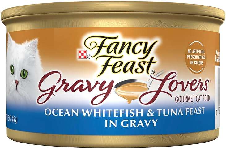 Purina Fancy Feast Gravy Lovers Ocean Whitefish and Tuna Feast Grilled Gourmet Cat Food in Wet Cat Food Gravy - (Pack of 24) 3 oz. Cans - Image 1