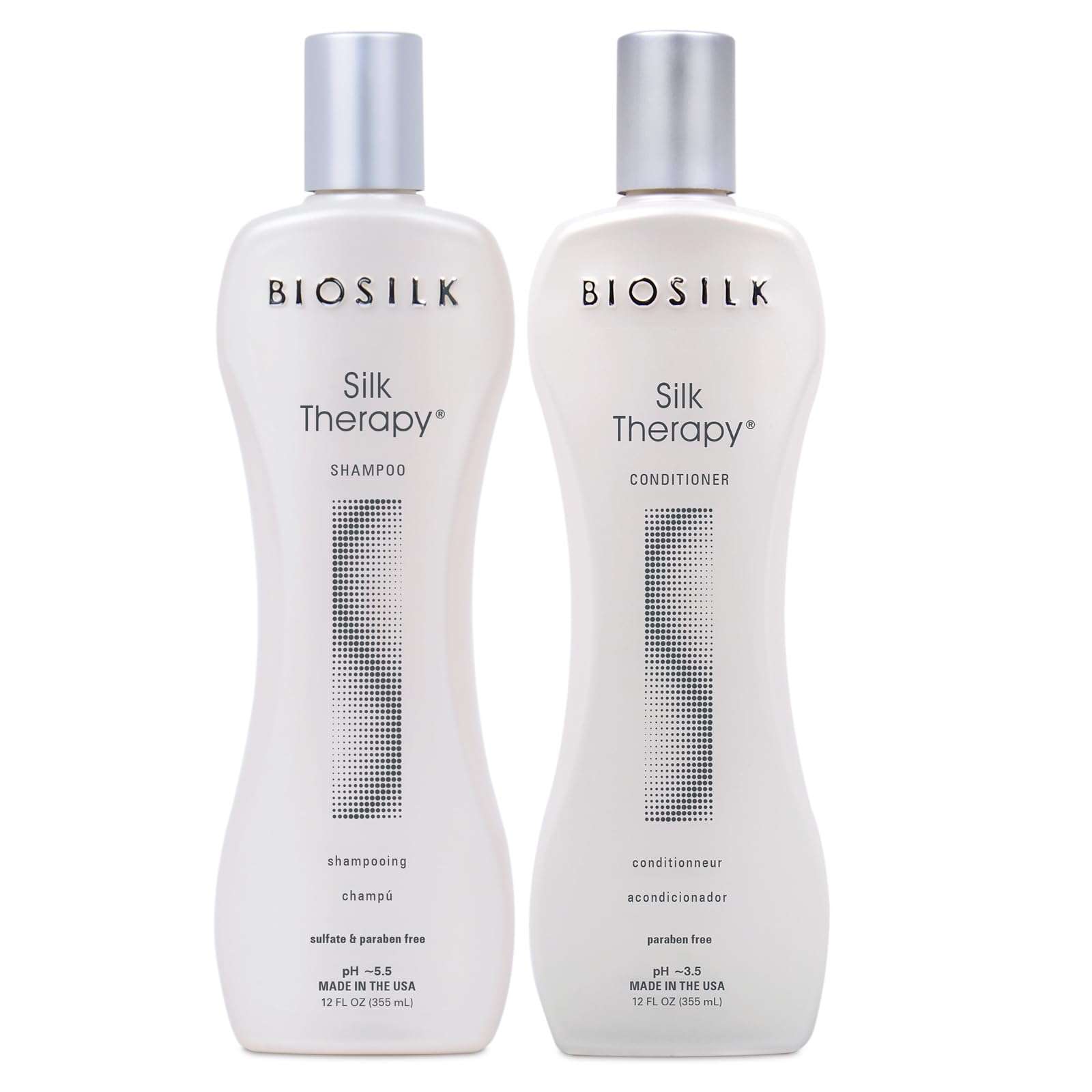 BioSilk Silk Therapy Duo Set, Shampoo & Conditioner for Gentle Cleansing, Moisturizing & Shiny Hair, Smooth, Replenished Hair, Sulfate-Free, Paraben-Free, Cruelty-Free, 12 Oz Each (Pack of 2) - Image 1