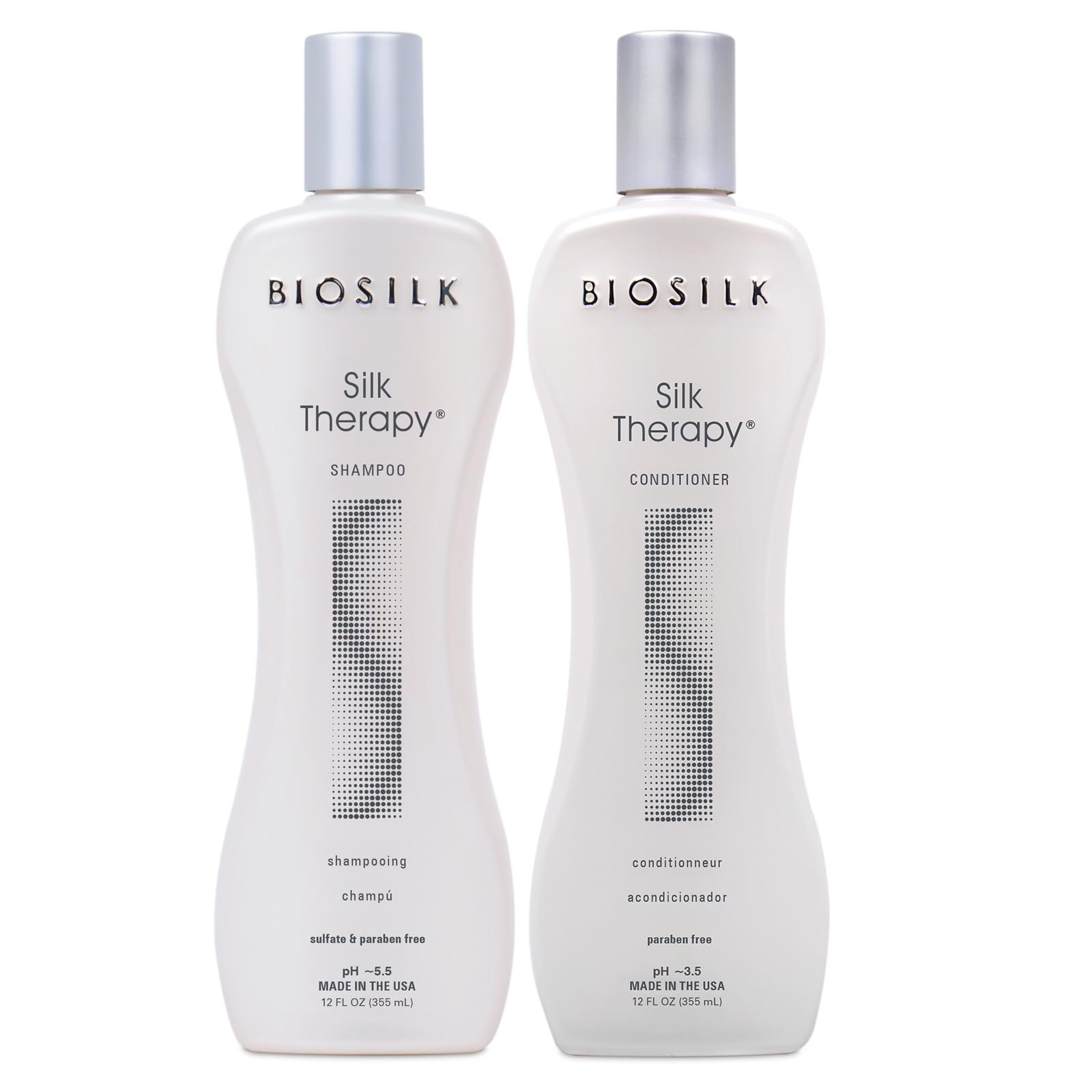 BioSilk Silk Therapy Duo Set, Shampoo & Conditioner for Gentle Cleansing, Moisturizing & Shiny Hair, Smooth, Replenished Hair, Sulfate-Free, Paraben-Free, Cruelty-Free, 12 Oz Each (Pack of 2) - Product Image