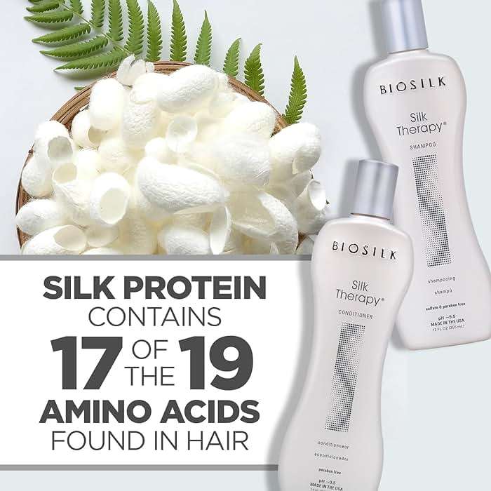 BioSilk Silk Therapy Duo Set, Shampoo & Conditioner for Gentle Cleansing, Moisturizing & Shiny Hair, Smooth, Replenished Hair, Sulfate-Free, Paraben-Free, Cruelty-Free, 12 Oz Each (Pack of 2) - Image 5