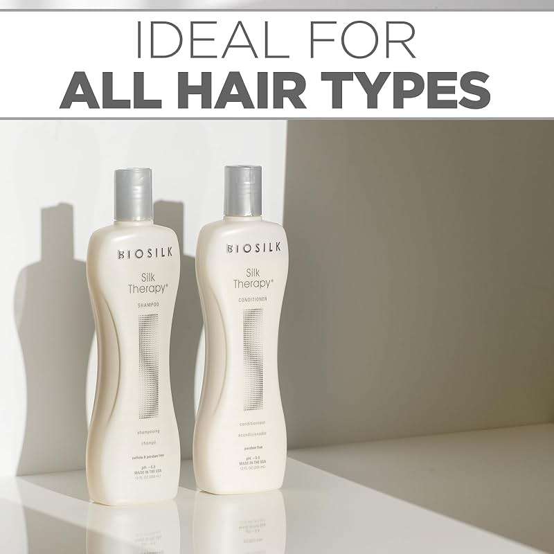 BioSilk Silk Therapy Duo Set, Shampoo & Conditioner for Gentle Cleansing, Moisturizing & Shiny Hair, Smooth, Replenished Hair, Sulfate-Free, Paraben-Free, Cruelty-Free, 12 Oz Each (Pack of 2) - Image 6