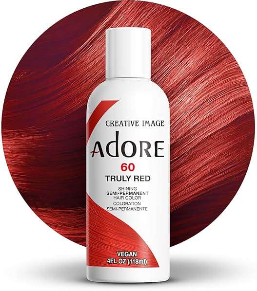 Adore Semi Permanent Hair Color (060 Truly Red) | Vegan & Cruelty-Free Red Hair Dye | No Ammonia, No Peroxide, No Alcohol | 4 Fl Oz - Image 1