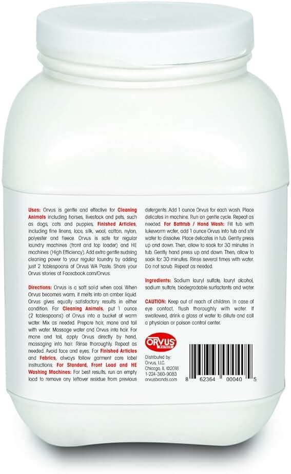 Orvus WA Paste Cleaner - 120oz.- Horse, Livestock and Dog Shampoo - Quilt, Fine Linen Detergent/Cleaner - Image 4