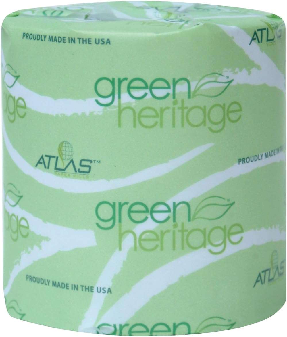 Green Heritage Toilet Paper, 4 x 3 Sheets, 2Ply, 400 Per Roll (Case of 96 Rolls) Eco-Friendly - Image 1