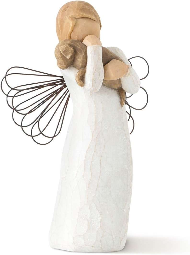 Willow Tree Angel of Friendship, for Those who Share The Spirit of Friendship, Angel Carrying Dog as Reminder of Loyal Pets and Friends, Present and Past, Sculpted Hand-Painted Figure - Image 1