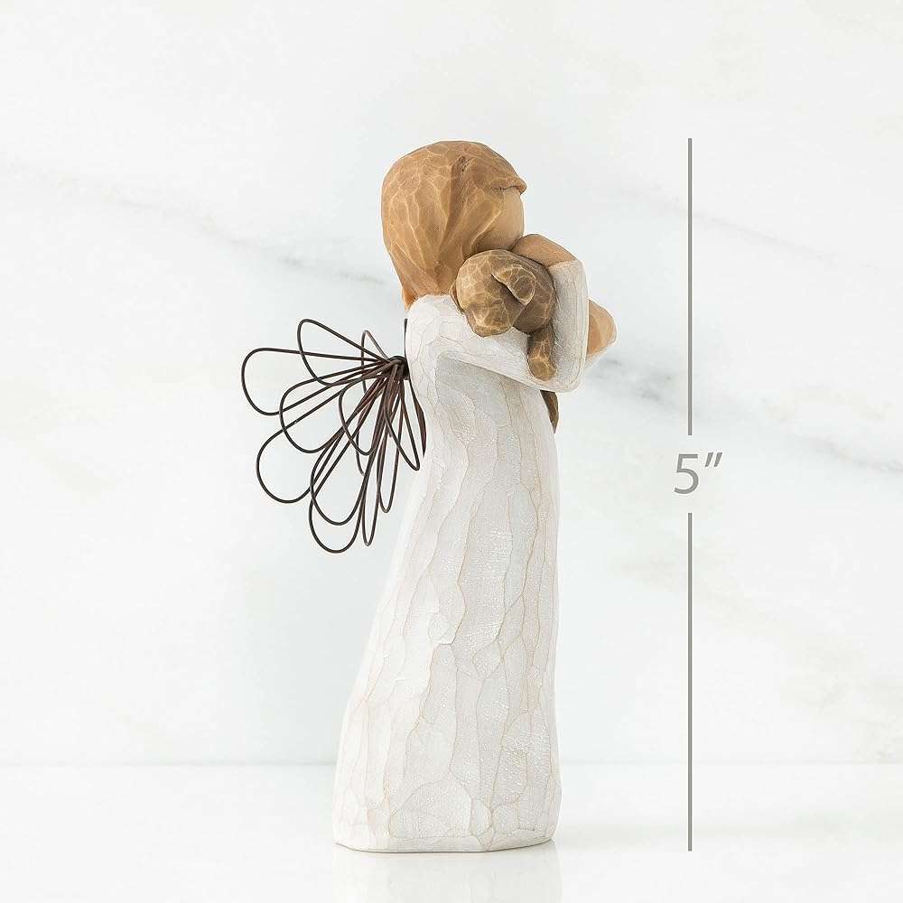 Willow Tree Angel of Friendship, for Those who Share The Spirit of Friendship, Angel Carrying Dog as Reminder of Loyal Pets and Friends, Present and Past, Sculpted Hand-Painted Figure - Image 3