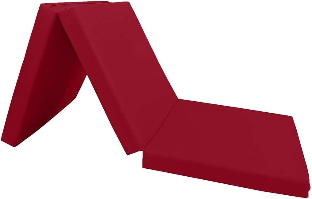D&D Futon Furniture Trifold Foam Beds, Floor Tri-Fold Bed, Foldable Shikibuton Mattress Cushion Topper Mat for Space Saving Sleepover 3x27x75 in, Red - Image 4