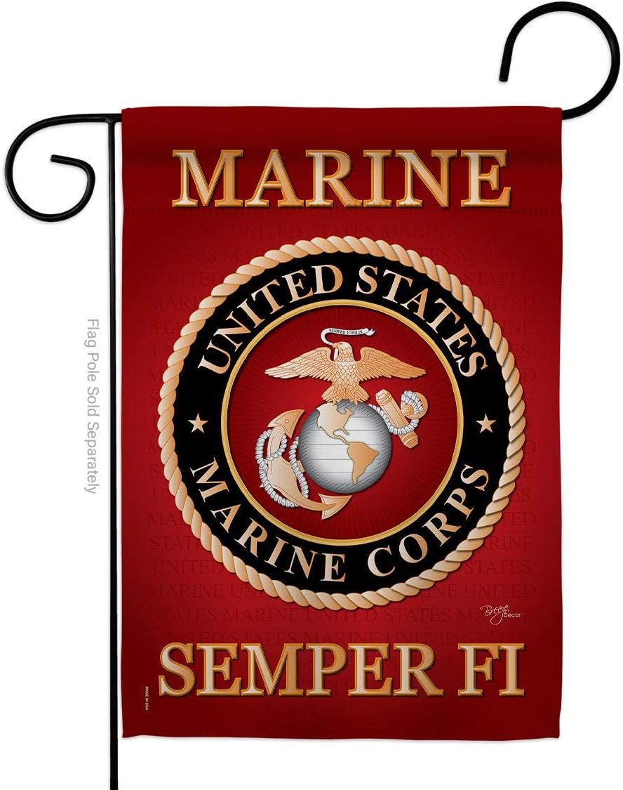 US Marine Corps Garden Flag Decor USMC Semper Fi Armed Forces Official United State Decorations Yard Military Memorabilia Banner Remembrance Wall Tapestry Retire Veteran Memorial Day Gifts Made In USA - Product Image