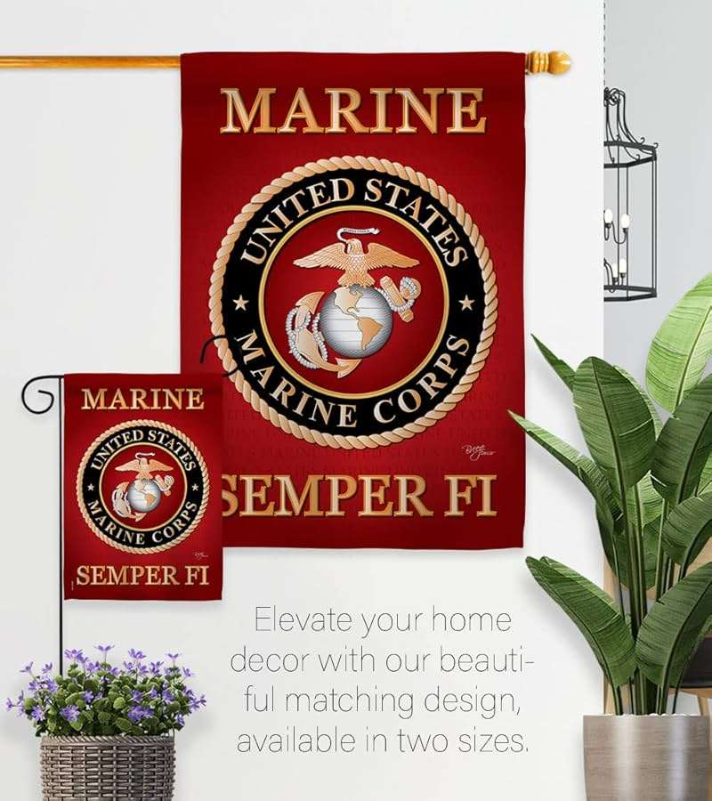 US Marine Corps Garden Flag Decor USMC Semper Fi Armed Forces Official United State Decorations Yard Military Memorabilia Banner Remembrance Wall Tapestry Retire Veteran Memorial Day Gifts Made In USA - Image 2