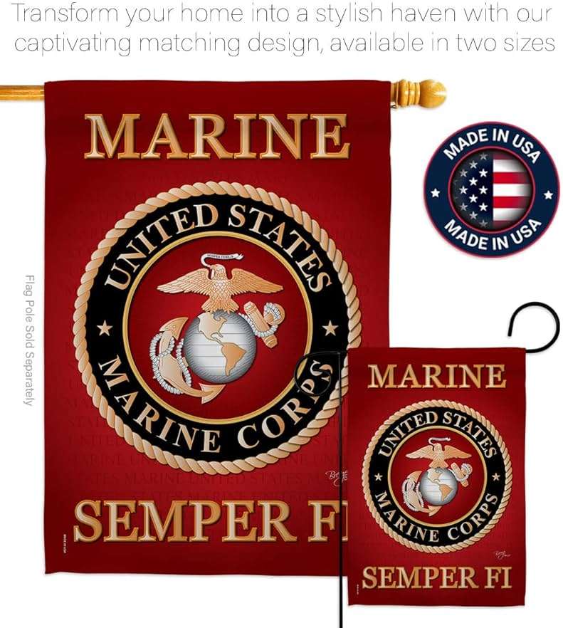 US Marine Corps Garden Flag Decor USMC Semper Fi Armed Forces Official United State Decorations Yard Military Memorabilia Banner Remembrance Wall Tapestry Retire Veteran Memorial Day Gifts Made In USA - Image 5