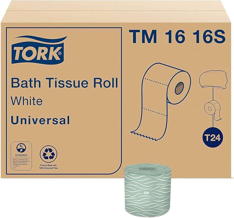 Tork Septic Safe Toilet Paper, White, 2-Ply 100% Recycled, Eco-Friendly, T24 Compatible 96 Rolls x 500 Sheets (TM1616S) - Image 1