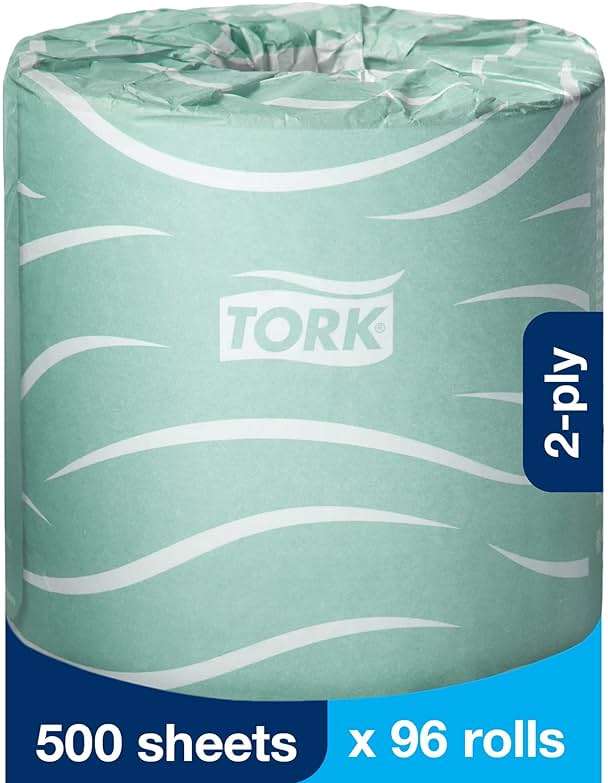 Tork Septic Safe Toilet Paper, White, 2-Ply 100% Recycled, Eco-Friendly, T24 Compatible 96 Rolls x 500 Sheets (TM1616S) - Image 2