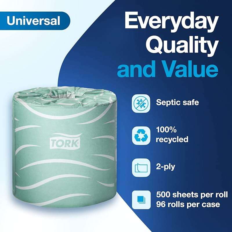 Tork Septic Safe Toilet Paper, White, 2-Ply 100% Recycled, Eco-Friendly, T24 Compatible 96 Rolls x 500 Sheets (TM1616S) - Image 3