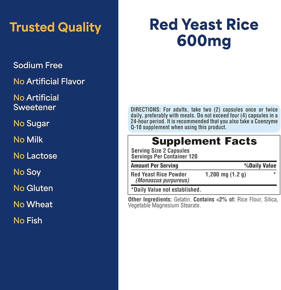 Puritan's Pride Doctors Trust® Red Yeast Rice 600mg, Dietary Supplement, 240 Rapid Release Capsules - Image 5