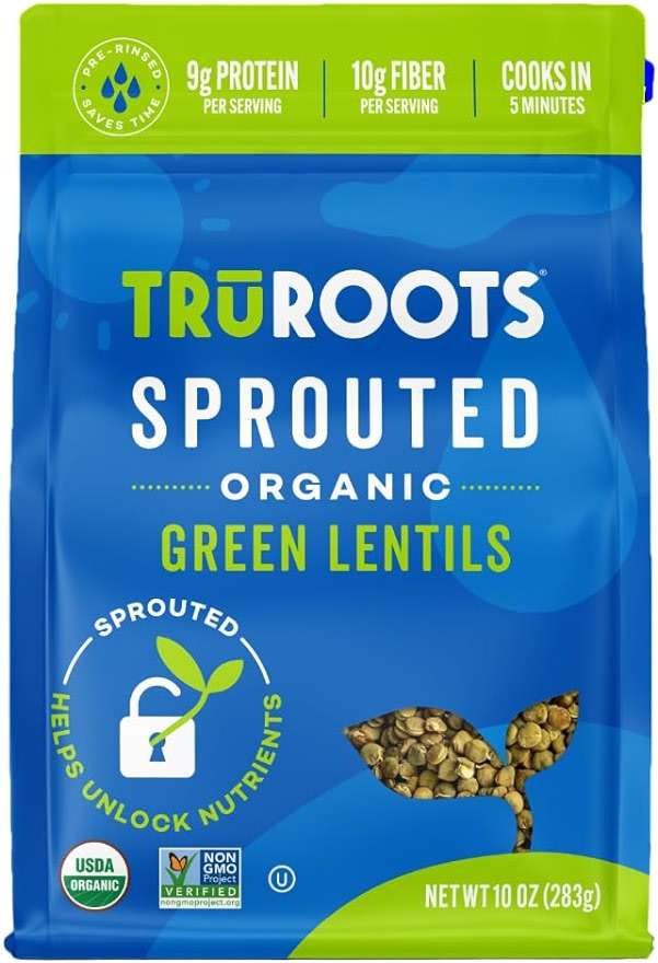 TruRoots Organic Sprouted Green Lentils, 10 oz (Pack of 1) - Image 1