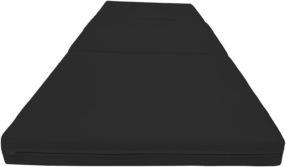 D&D Futon Furniture Trifold Foam Beds, Floor Tri-Fold Bed, Foldable Shikibuton Mattress Cushion Topper Mat for Space Saving Sleepover 3x27x75 in, Black - Product Image