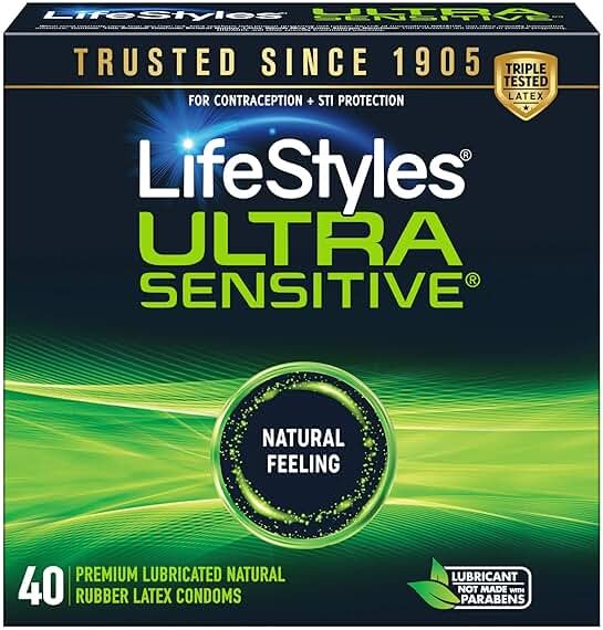LifeStyles Ultra Sensitive Natural Feeling Lubricated Latex Condoms, 40 Count - Product Image