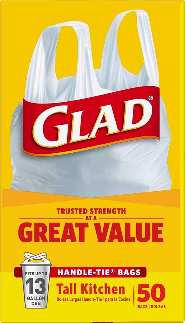 Glad Tall Kitchen Trash Bags 13 Gallon, Unscented Garbage Bags, Handle-Tie, 50 Count - Image 11