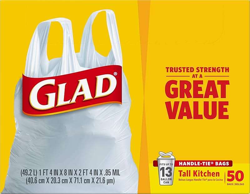 Glad Tall Kitchen Trash Bags 13 Gallon, Unscented Garbage Bags, Handle-Tie, 50 Count - Image 7