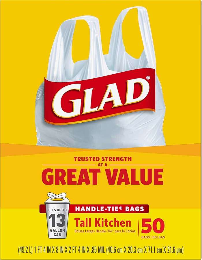 Glad Tall Kitchen Trash Bags 13 Gallon, Unscented Garbage Bags, Handle-Tie, 50 Count - Image 8