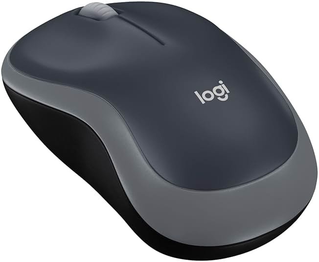 Logitech M185 Wireless Mouse, 2.4GHz with USB Mini Receiver, 12-Month Battery Life, 1000 DPI Optical Tracking, Ambidextrous, Compatible with PC, Mac, Laptop - Swift Grey - Product Image
