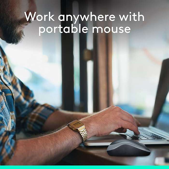 Logitech M185 Wireless Mouse, 2.4GHz with USB Mini Receiver, 12-Month Battery Life, 1000 DPI Optical Tracking, Ambidextrous, Compatible with PC, Mac, Laptop - Swift Grey - Image 3