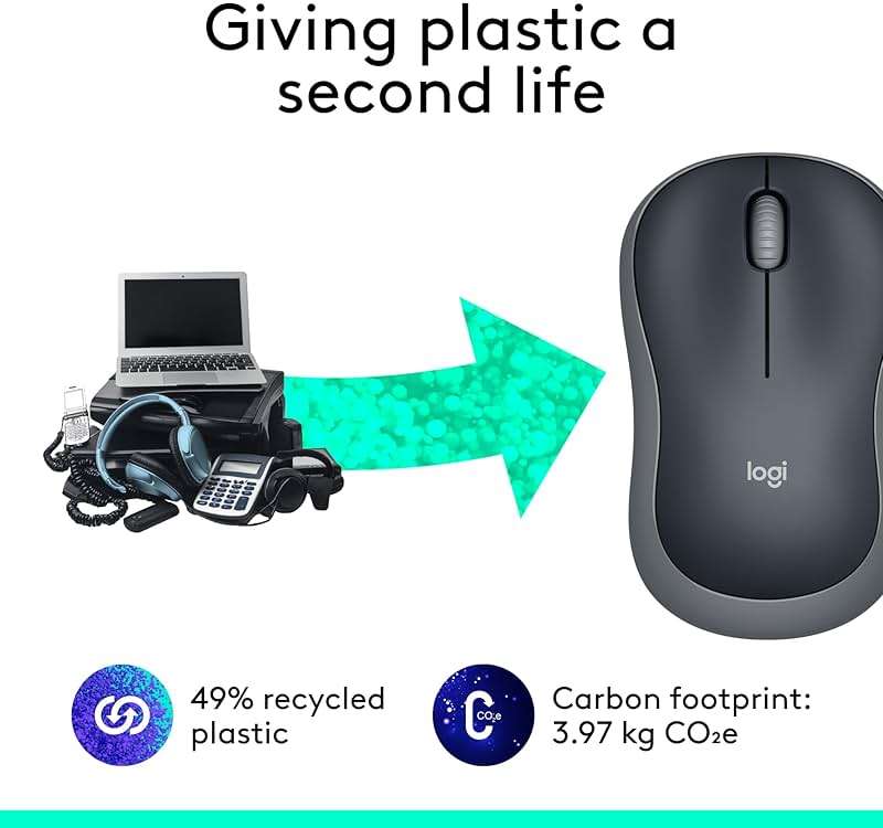 Logitech M185 Wireless Mouse, 2.4GHz with USB Mini Receiver, 12-Month Battery Life, 1000 DPI Optical Tracking, Ambidextrous, Compatible with PC, Mac, Laptop - Swift Grey - Image 4