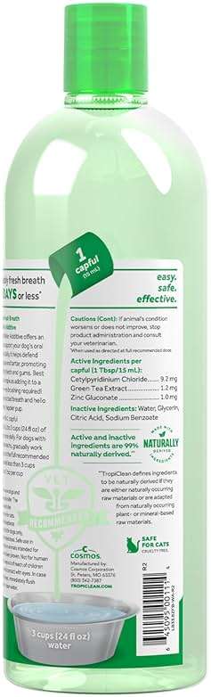TropiClean Fresh Breath Water Additive for Dogs, Dog Breath Freshener and Teeth Cleaning Solution, No Toothpaste or Toothbrush Required, 33.8oz. - Image 2